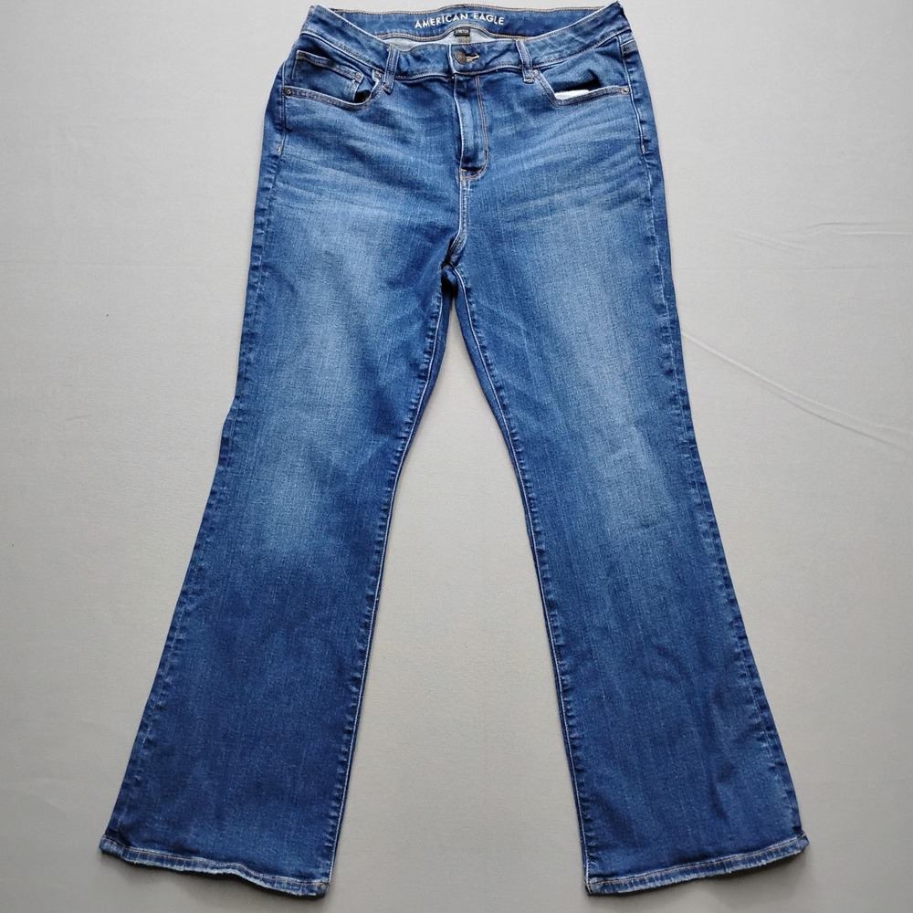 American Eagle Kick Boot Jeans Blue Stretch Denim Size 16 Short